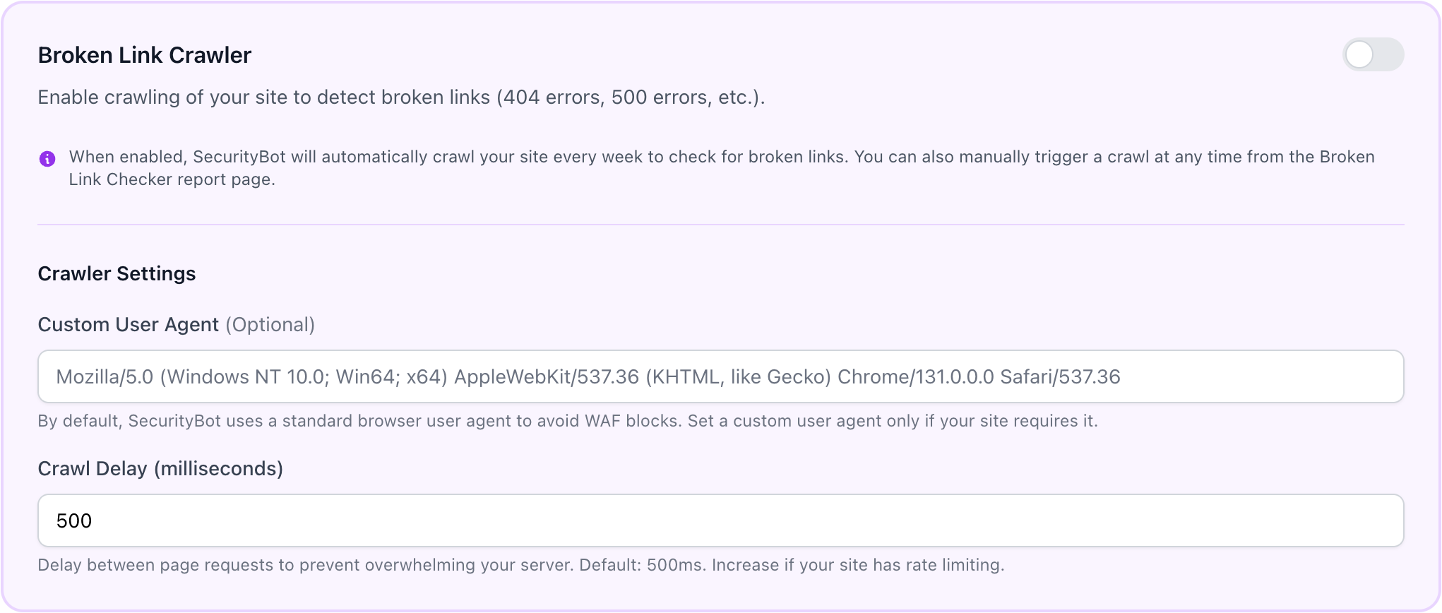 Broken Link Checker Settings