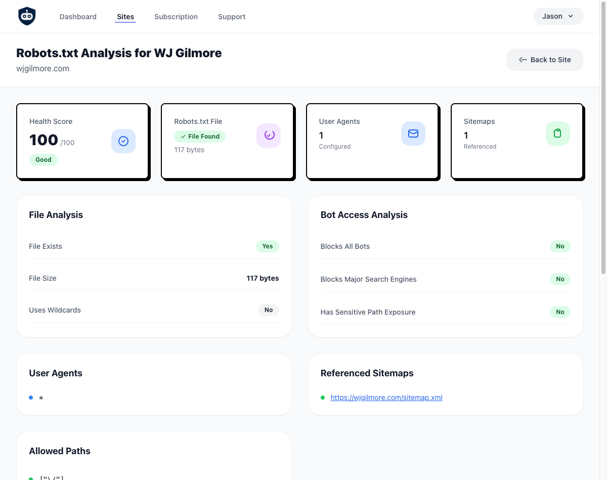 Robots.txt Monitoring Dashboard