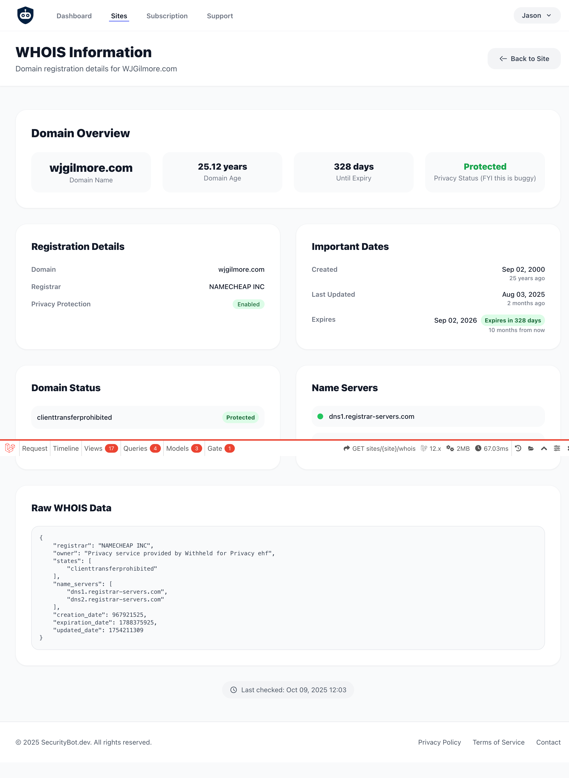 WHOIS Monitoring Dashboard